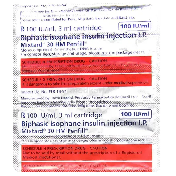 mixtard 30/70 penfill 3 ml